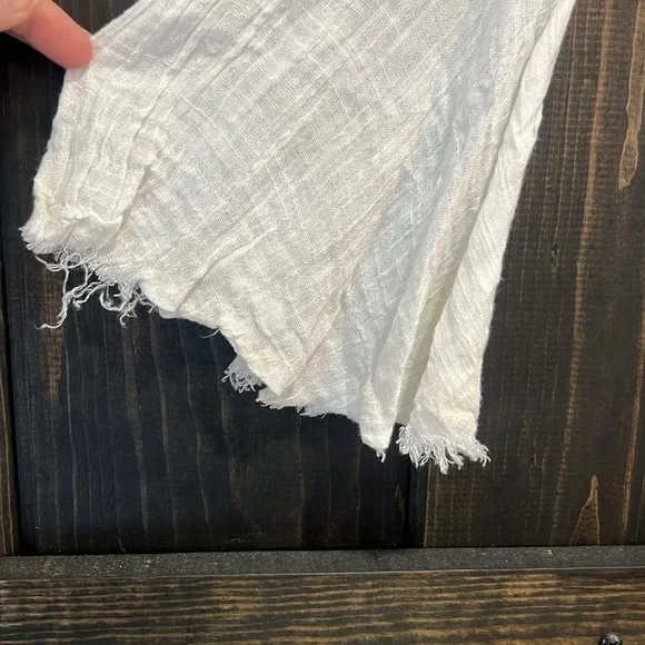 Free People Greta Gauze Top M Ivory Button Front Bell Sleeves Lightweight Sheer - Picture 4 of 15